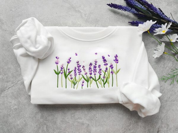 Lavender Dreams Embroidered Crewneck Sweatshirt Hoodie - A Floral Fantasy