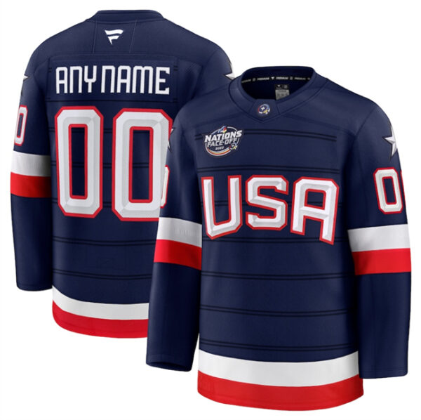 USA Active Player Custom Navy 2025 4 Nations Face-Off Stitched Jersey