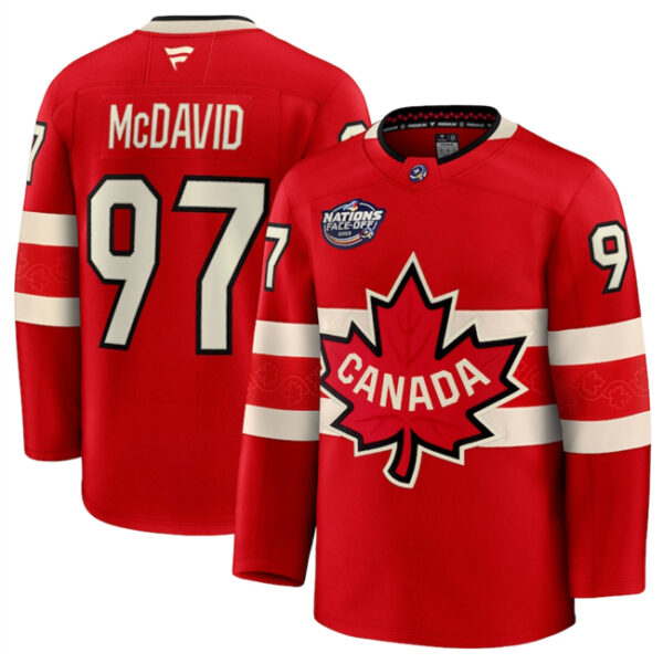 Canada #97 Connor McDavid Red 2025 4 Nations Face-Off Premium Stitched Jersey