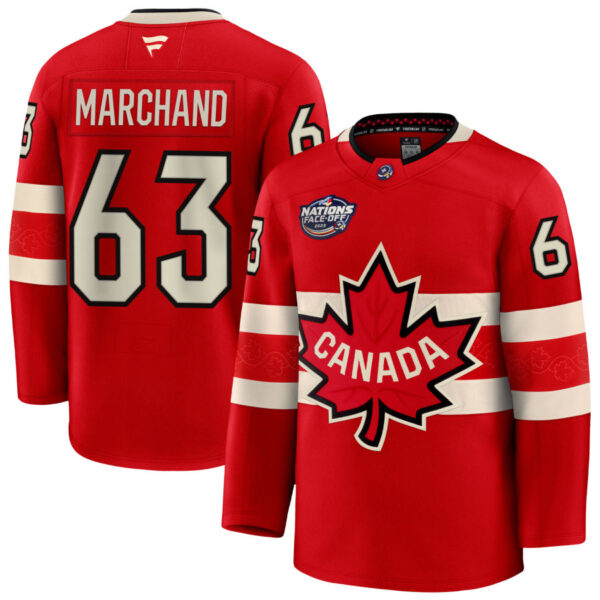 Brad Marchand 63 Canada Red 2025 4 Nations Face-Off Premium Stitched Jersey