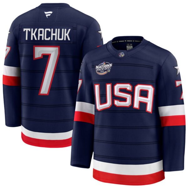 Brady Tkachuk 7 USA Navy 2025 4 Nations Face-Off Stitched Jersey