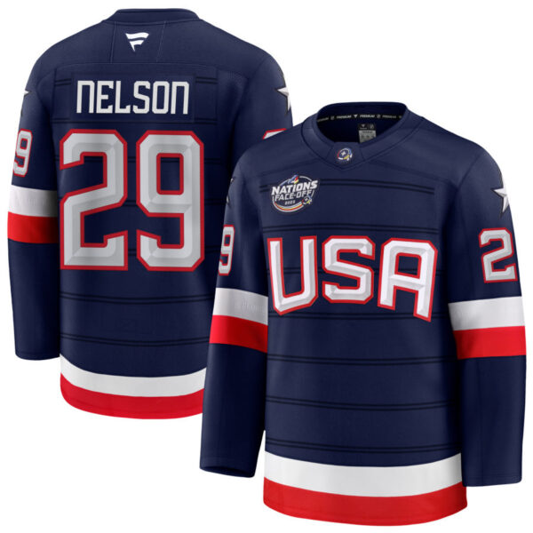 Brock Nelson 29 USA Navy 2025 4 Nations Face-Off Stitched Jersey