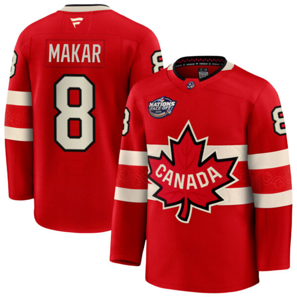 Cale Makar 8 Canada Red 2025 4 Nations Face-Off Premium Stitched Jersey