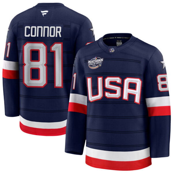 Kyle Connor 81 USA Navy 2025 4 Nations Face-Off Stitched Jersey