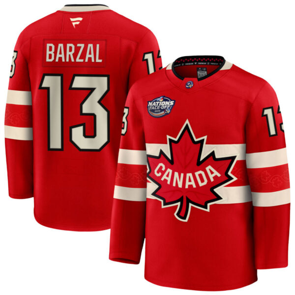 Mathew Barzal 13 Canada Red 2025 4 Nations Face-Off Premium Stitched Jersey