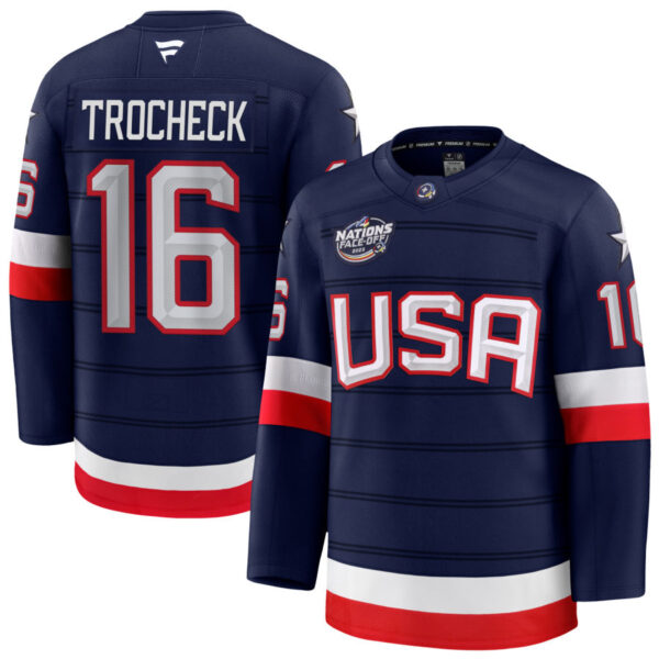 Vincent Trocheck 16 USA Navy 2025 4 Nations Face-Off Stitched Jersey