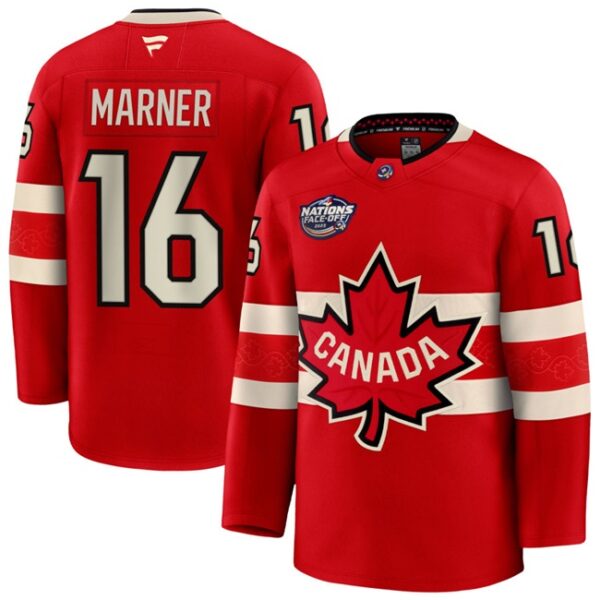 Canada #16 Mitchell Marner Red 2025 4 Nations Face-Off Premium Stitched Jersey