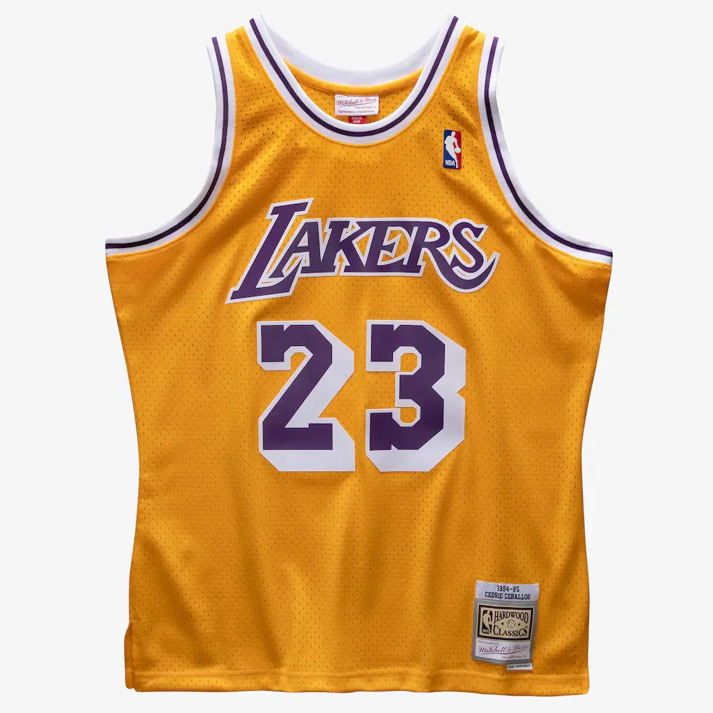 Cedric Ceballos Los Angeles Lakers 1994-95 Gold Jersey Stitched 1 Cedric Ceballos Los Angeles Lakers 1994-95 Gold Swingman Player Jersey