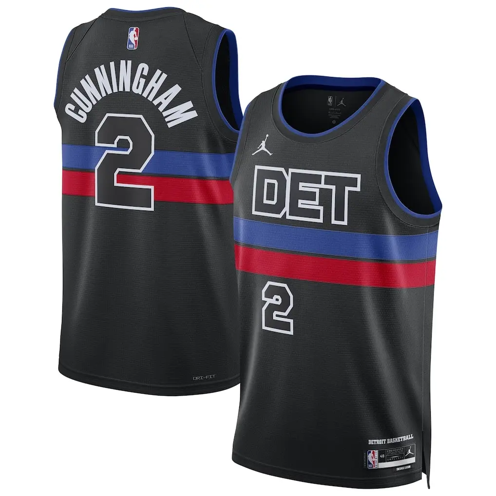 Detroit Pistons Cade Cunningham Black Jersey Stitched 1 Detroit Pistons Cade Cunningham Nike Black Swingman Jersey