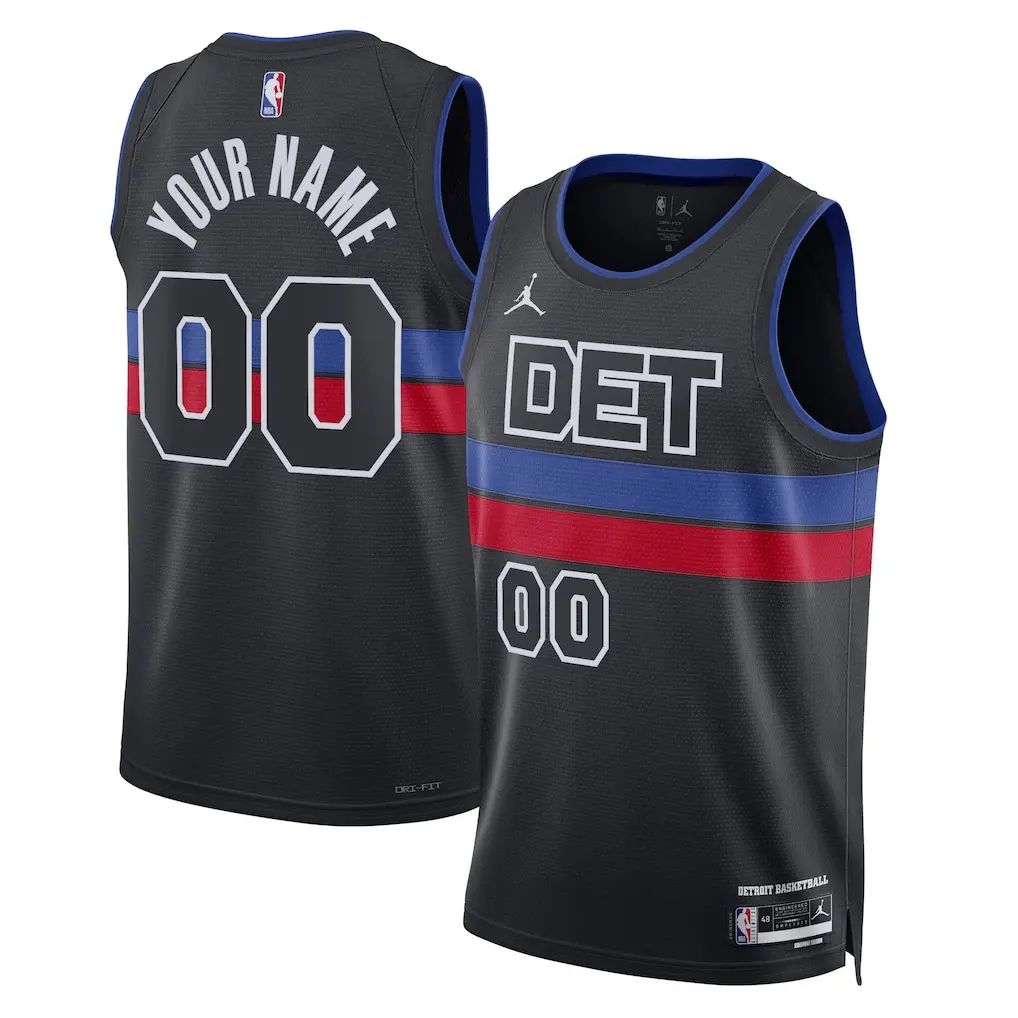 Detroit Pistons Blue 2022-23 Custom Jersey Stitched 1 Detroit Pistons Jordan Brand Blue 2022-23 Swingman Custom Jersey