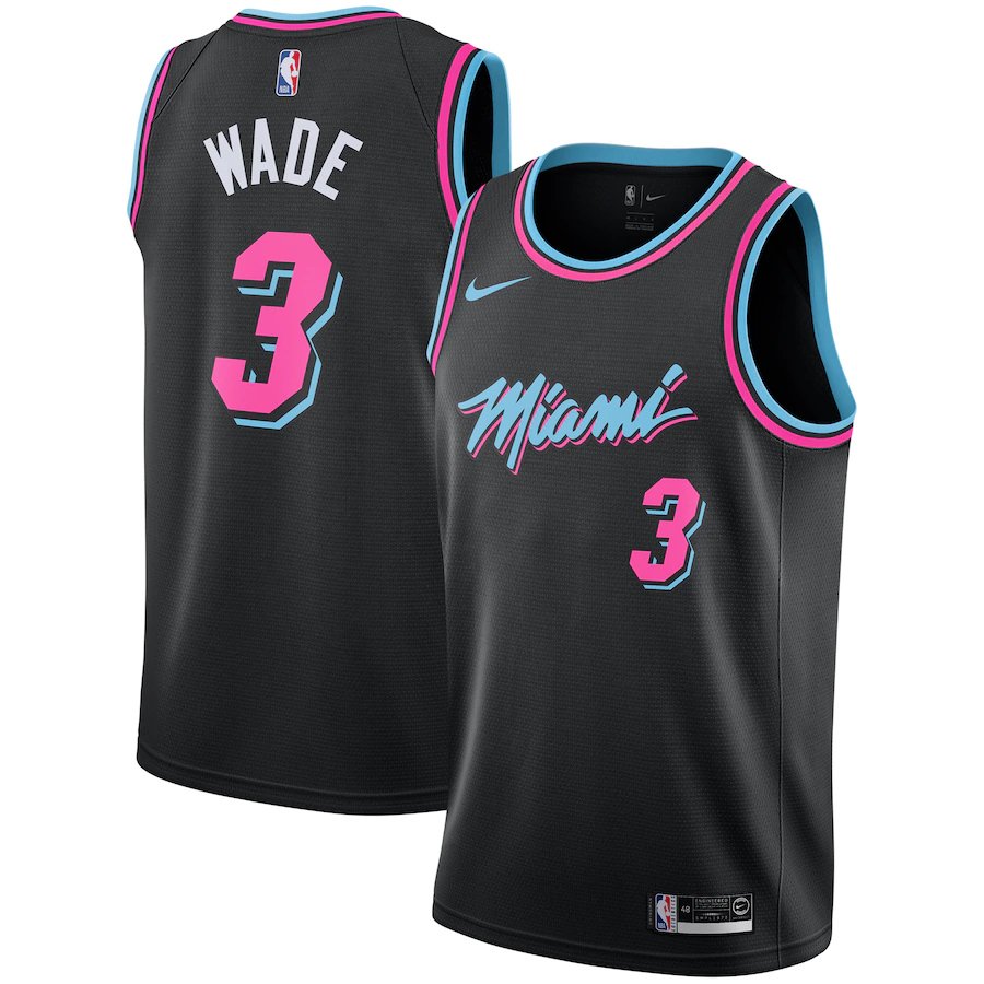 Dwyane Wade #3 Heat 2019-20 Vice Night Black Jersey 1 Dwyane Wade #3 Heat 2019-20 Vice Night Black Jersey