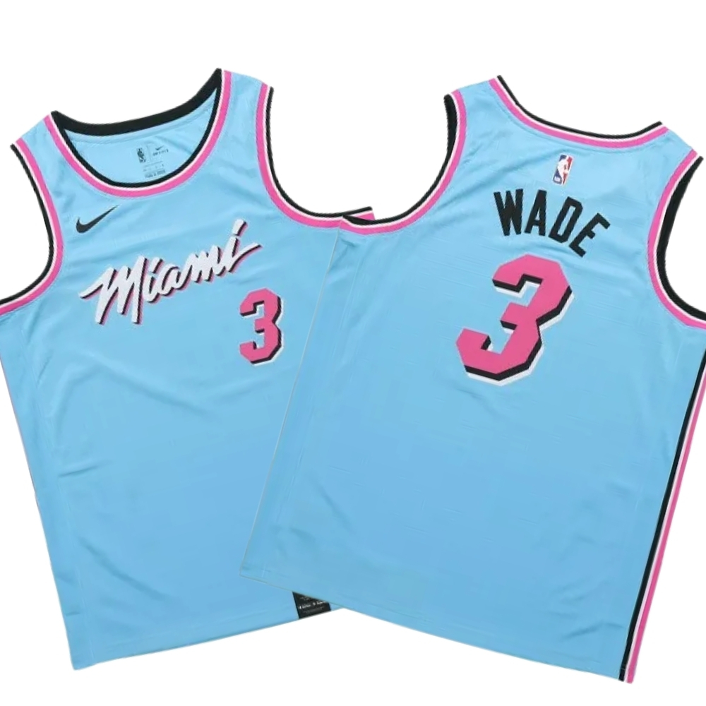 Dwyane Wade #3 Heat 2019-20 Vice Wave Blue Jersey Stitched 1 Dwyane Wade #3 Heat 2019-20 Vice Wave Blue Jersey Stitched