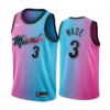 Dwyane Wade #3 Heat 2020-21 Blue Pink City Jersey Stitched