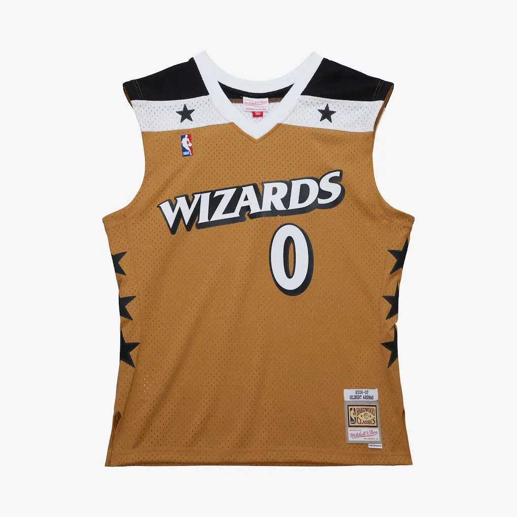 Gilbert Arenas Washington Wizards 2006-07 Gold Jersey Stitched 1 Gilbert Arenas Washington Wizards 2006-07 Gold Swingman Jersey
