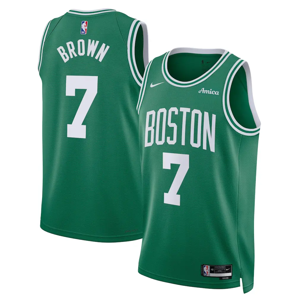 Jaylen Brown Kelly Green Boston Celtics Badge Jersey Stitched - Icon Edition 1 Jaylen Brown Kelly Green Boston Celtics Swingman Badge Player Jersey - Icon Edition