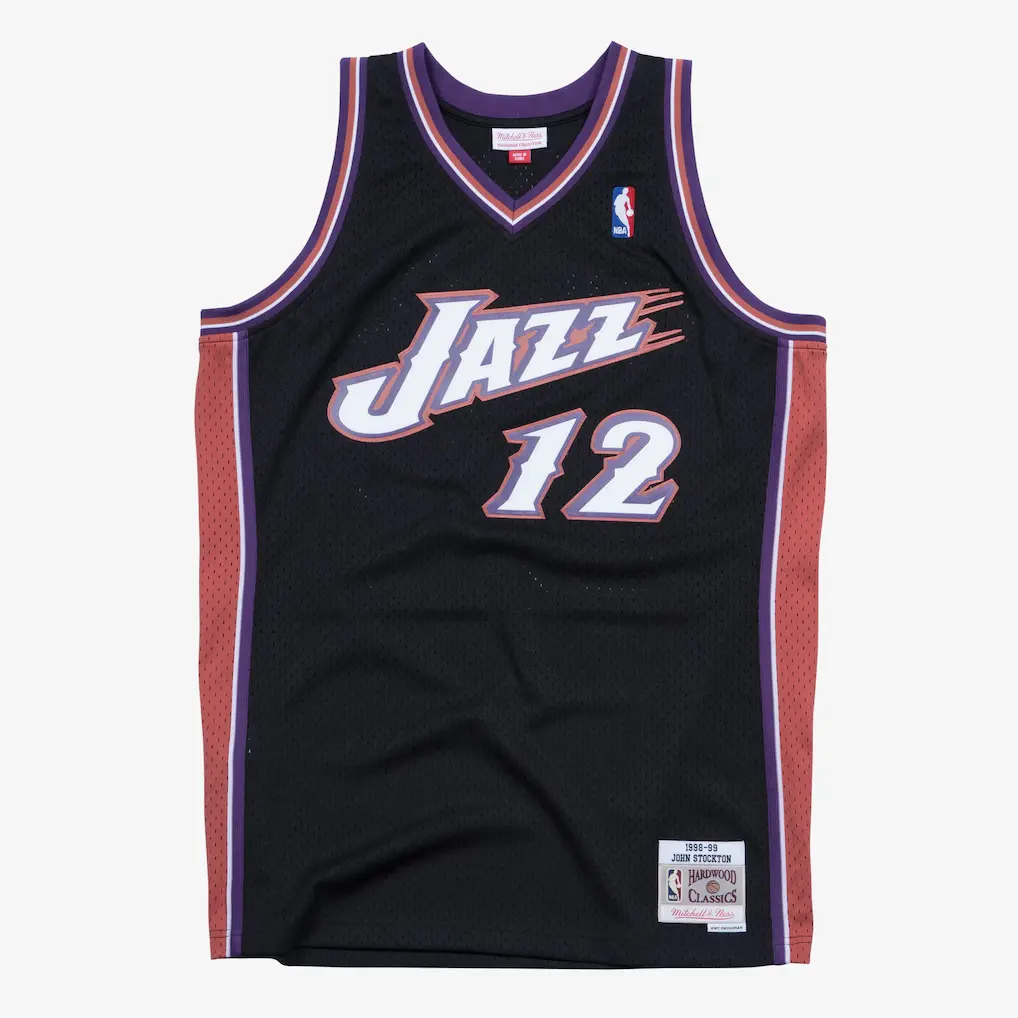 John Stockton Utah Jazz 1998-99 Black Jersey Stitched 1 John Stockton Utah Jazz 1998-99 Black Swingman Player Jersey
