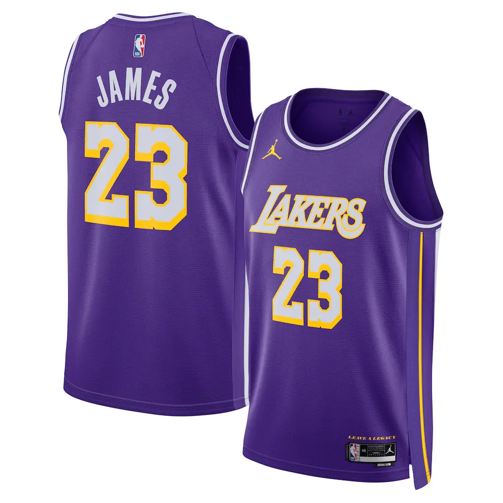 Lakers LeBron James Purple Jersey Stitched 1 Los Angeles Lakers LeBron James Jordan Brand Purple Swingman Jersey