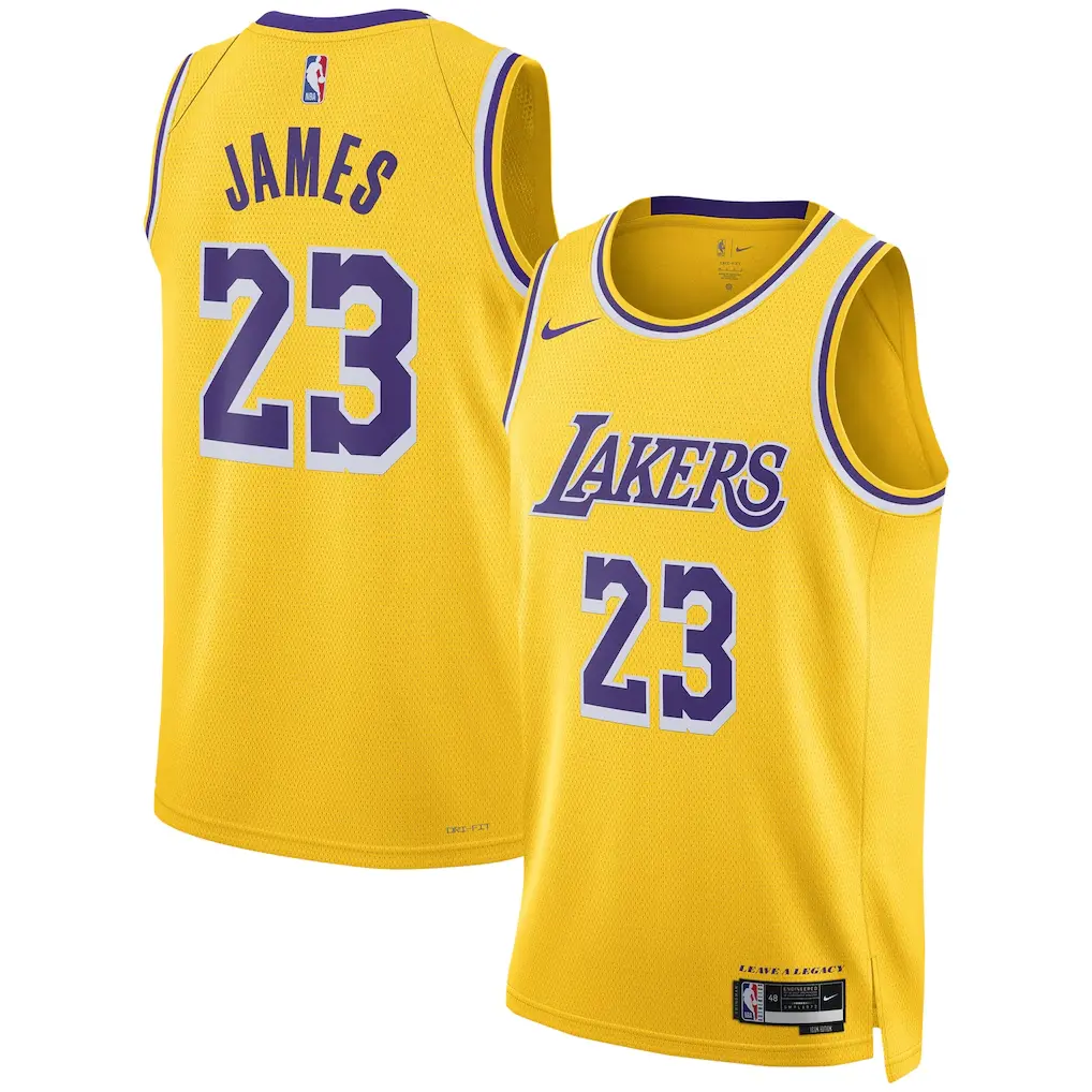 Lakers LeBron James Gold Jersey Stitched 1 Los Angeles Lakers LeBron James Nike Gold Swingman Jersey