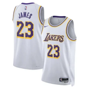 Los Angeles Lakers LeBron James Nike White Swingman Jersey