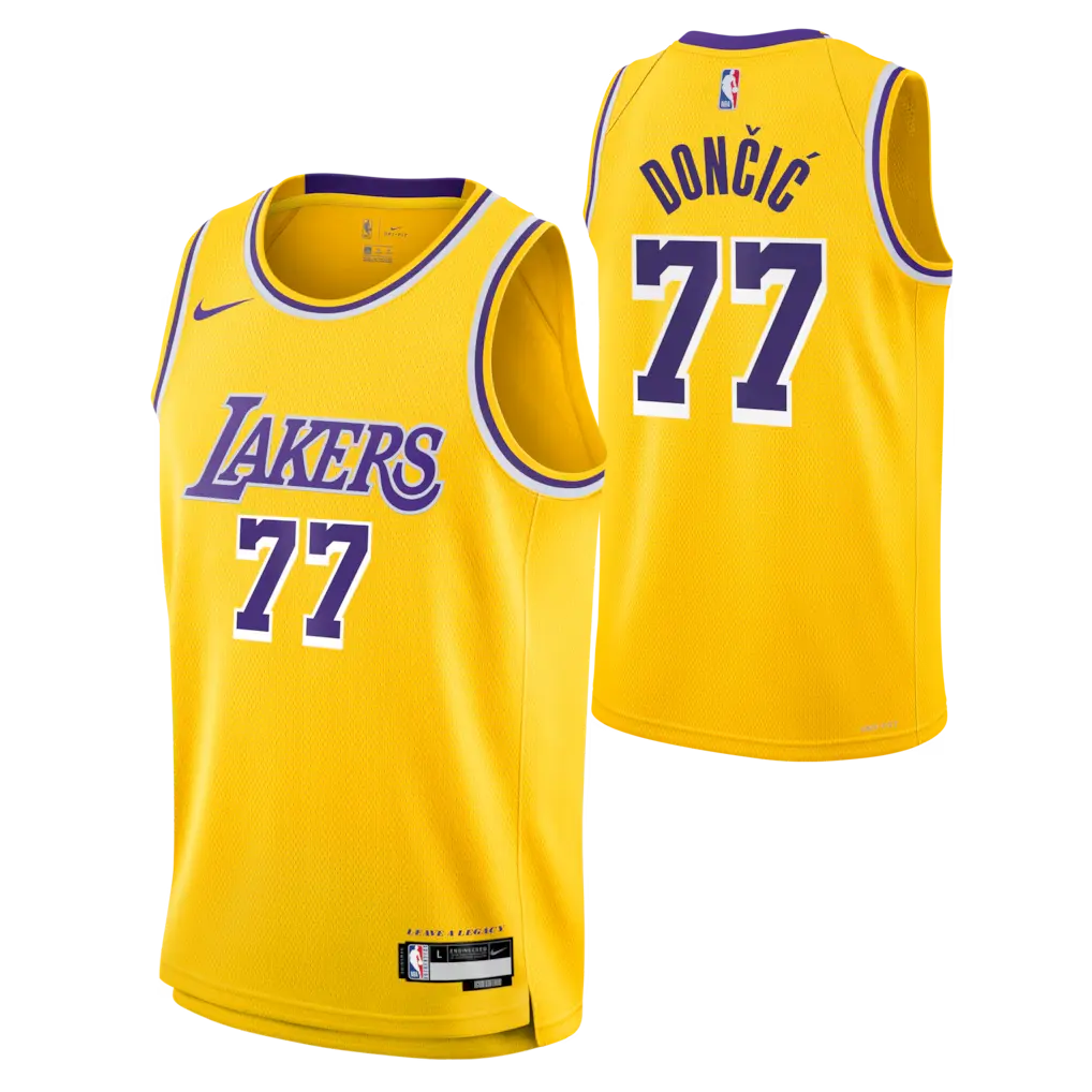 Lakers Luka Doncic Gold Jersey Stitched 1 Los Angeles Lakers Luka Doncic Nike Gold Swingman Jersey