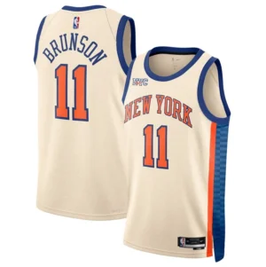 New Yok Knicks #11 Jalen Brunson Cream 2025-26 City Edition Stitched Basketball Jersey