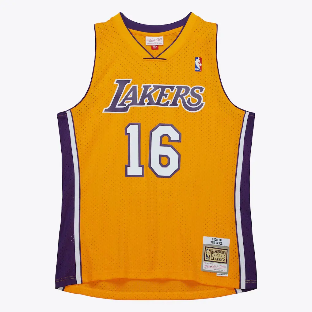 Pau GasolLakers 2009-10 Gold Jersey Stitched 1 Pau Gasol Los Angeles Lakers 2009-10 Gold Swingman Jersey