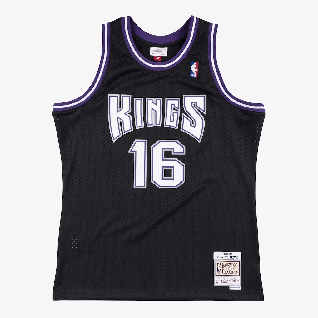 Peja Stojakovic Kings 2001-02 Black Jersey Stitched 1 Peja Stojakovic Sacramento Kings 2001-02 Black Swingman Player Jersey