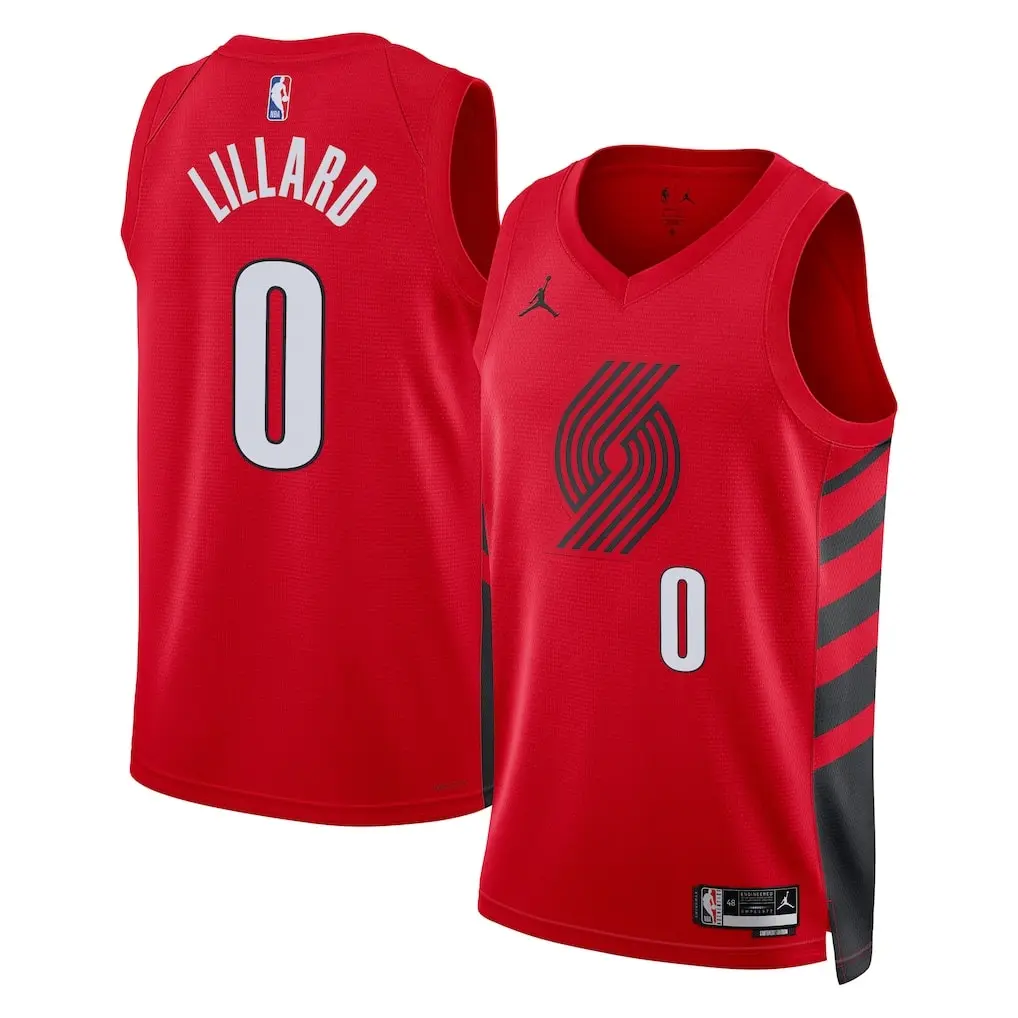 Portland Trail Blazers Damian Lillard Red Jersey Stitched 1 Portland Trail Blazers Damian Lillard Jordan Brand Red Swingman Jersey