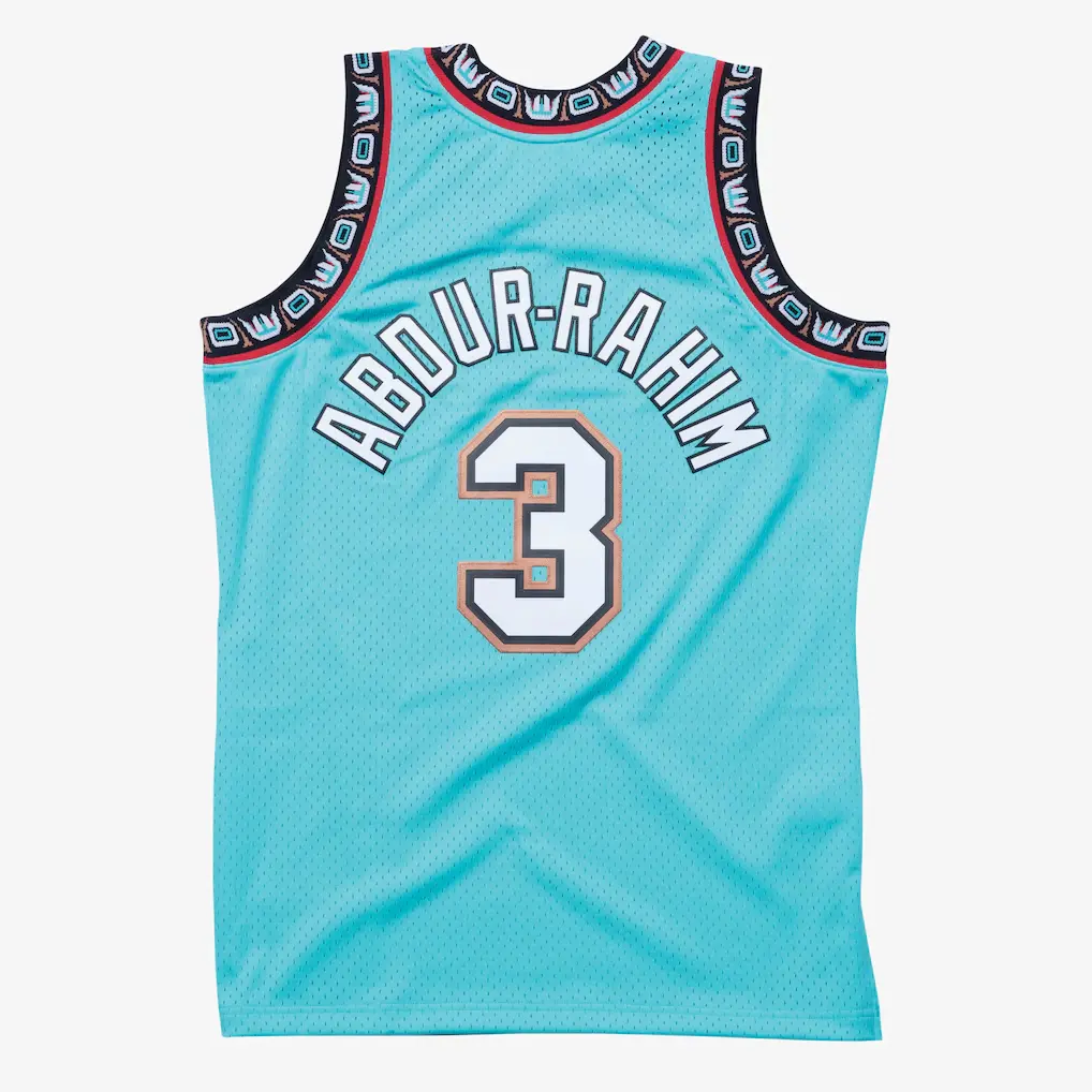 Shareef Abdur-Rahim Vancouver Grizzlies 1996-97 Turquoise Swingman Player Jersey b Shareef Abdur-Rahim Vancouver Grizzlies 1996-97 Turquoise Swingman Player Jersey b