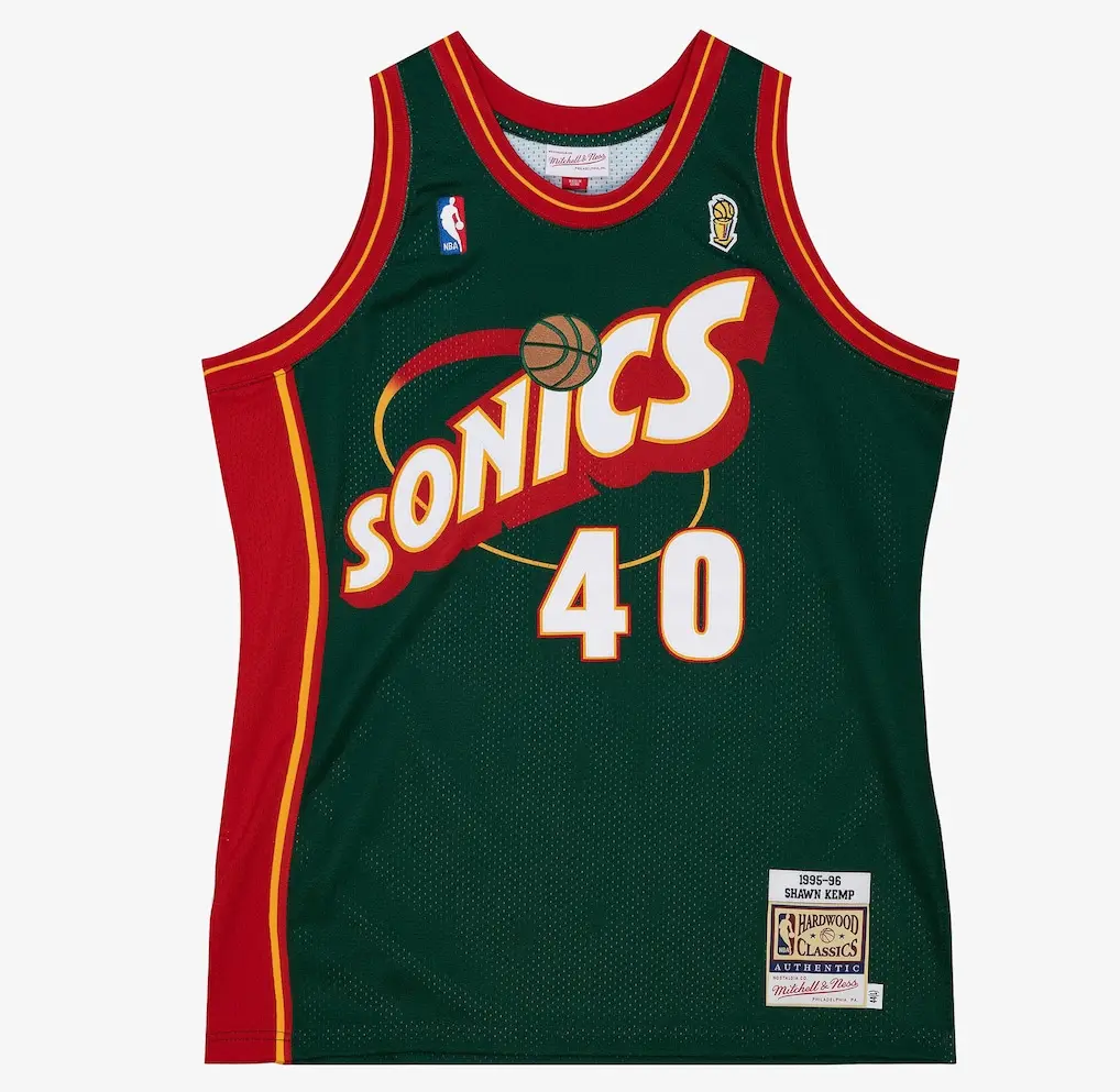 Shawn Kemp Green SuperSonics 1995-96 Jersey Stitched 1 Shawn Kemp Green Seattle SuperSonics 1995-96 Authentic Jersey