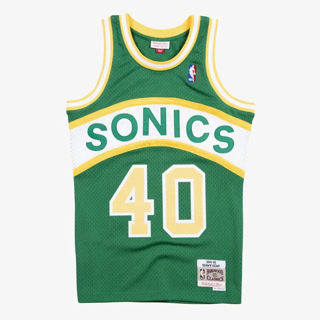 Shawn Kemp SuperSonics 1994-95 Green Jersey Stitched 1 Shawn Kemp Seattle SuperSonics 1994-95 Green Swingman Player Jersey