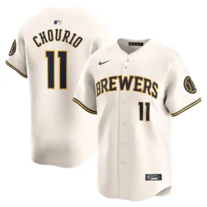 Brewers Jackson Chourio Cream Home Jersey Stitched