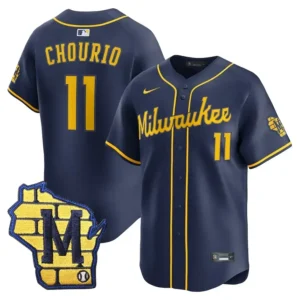 Brewers Jackson Chourio Navy Alternate 2 Limited Jersey Stitched