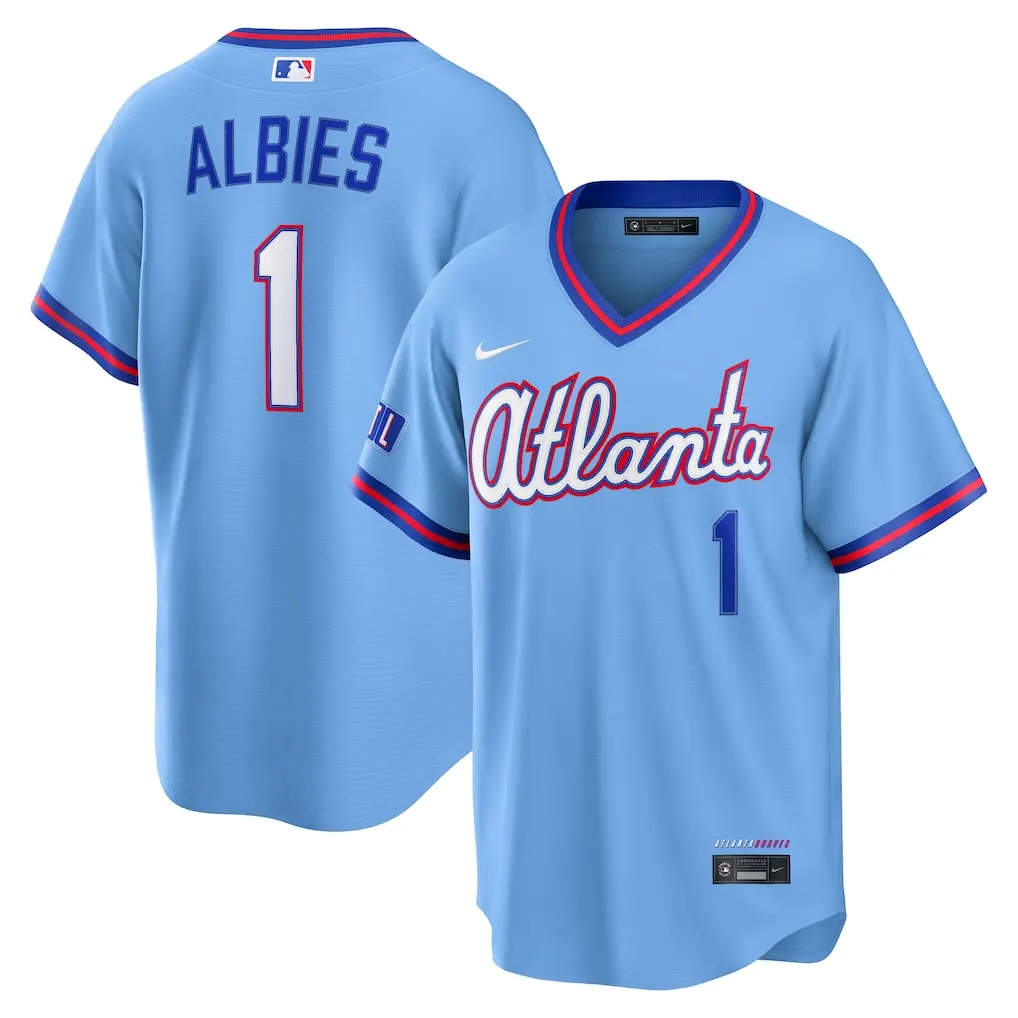 Atlanta Braves Ozzie Albies Powder Blue 2026 City Connect Jersey Stitched 1 Men's Atlanta Braves Ozzie Albies Nike Powder Blue 2026 City Connect Stadium Jersey
