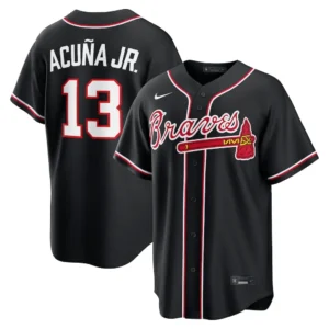 Men's Atlanta Braves Ronald Acuña Jr. Fashion Black Out Jersey
