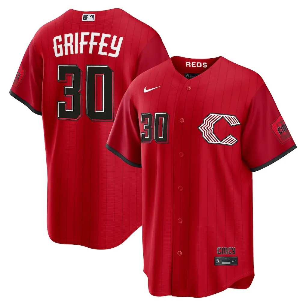 Cincinnati Reds Ken Griffey Jr. Red 2026 City Connect Jersey Stitched 1 Men's Cincinnati Reds Ken Griffey Jr. Nike Red 2026 City Connect Stadium Jersey
