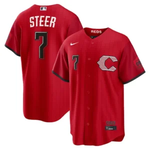 Men's Cincinnati Reds Spencer Steer Nike Red 2026 City Connect Stadium Jersey