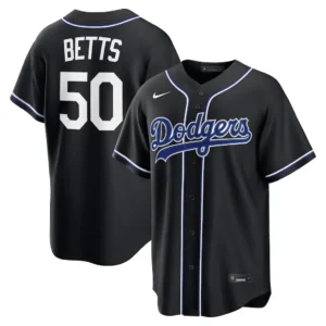 Men's Los Angeles Dodgers Mookie Betts Fashion Black Out Jersey