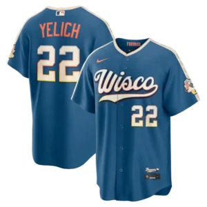 Men's Milwaukee Brewers Christian Yelich Nike Mineral Blue 2026 City Connect Stadium Jersey