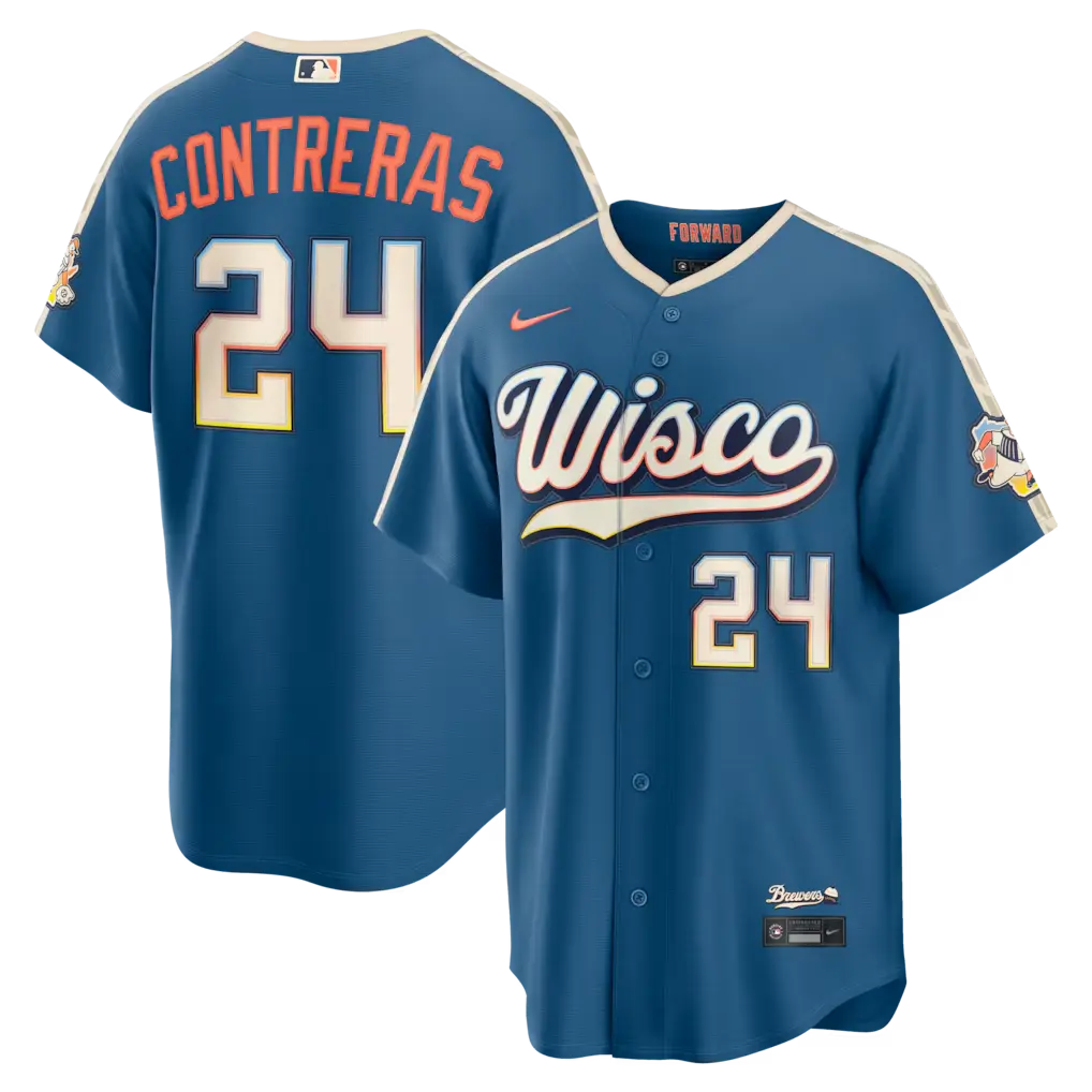 Milwaukee Brewers William Contreras Mineral Blue 2026 City Connect Jersey Stitched 1 Men's Milwaukee Brewers William Contreras Nike Mineral Blue 2026 City Connect Stadium Jersey