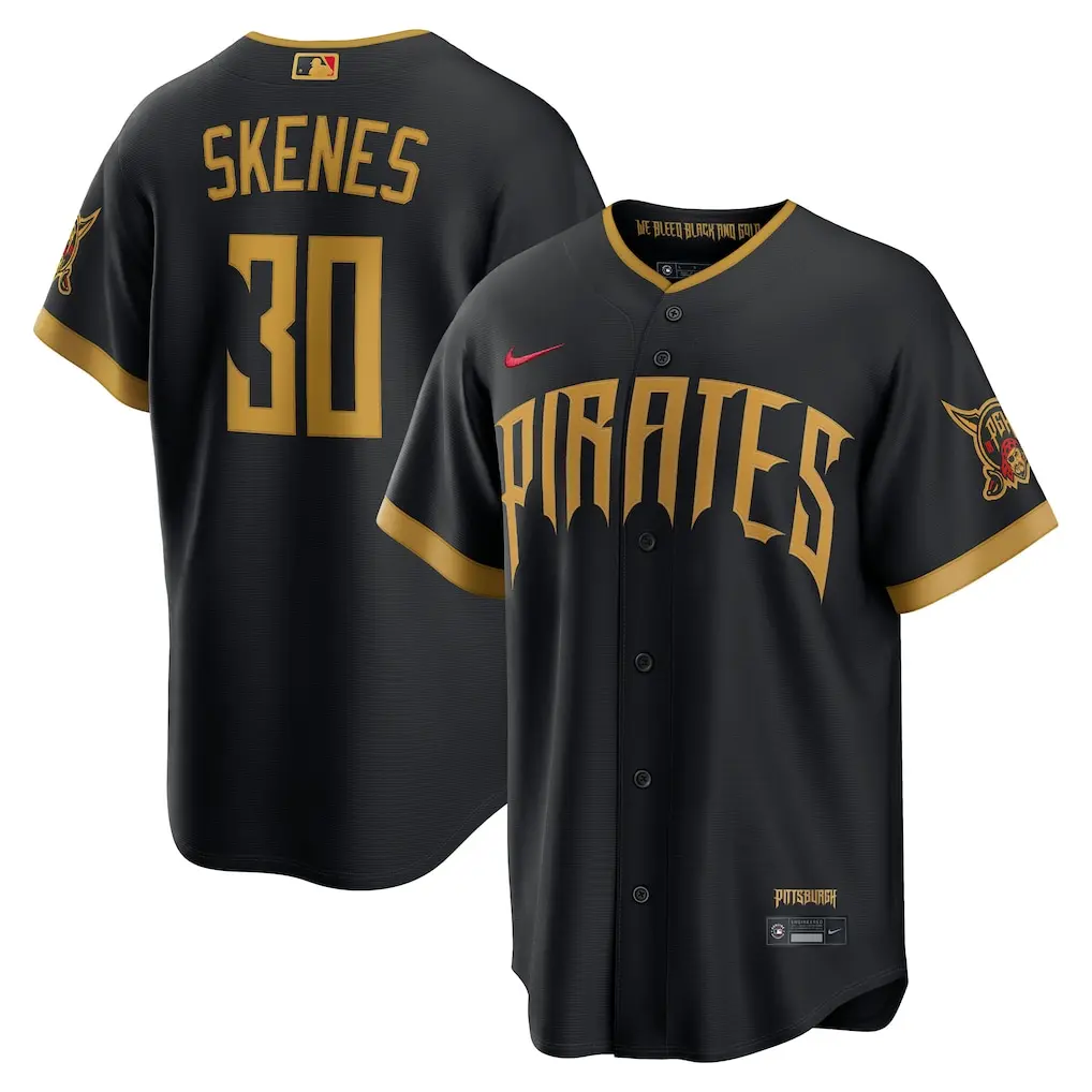 Pittsburgh Pirates Paul Skenes Black 2026 City Connect Jersey Stitched 1 Men's Pittsburgh Pirates Paul Skenes Nike Black 2026 City Connect Stadium Jersey