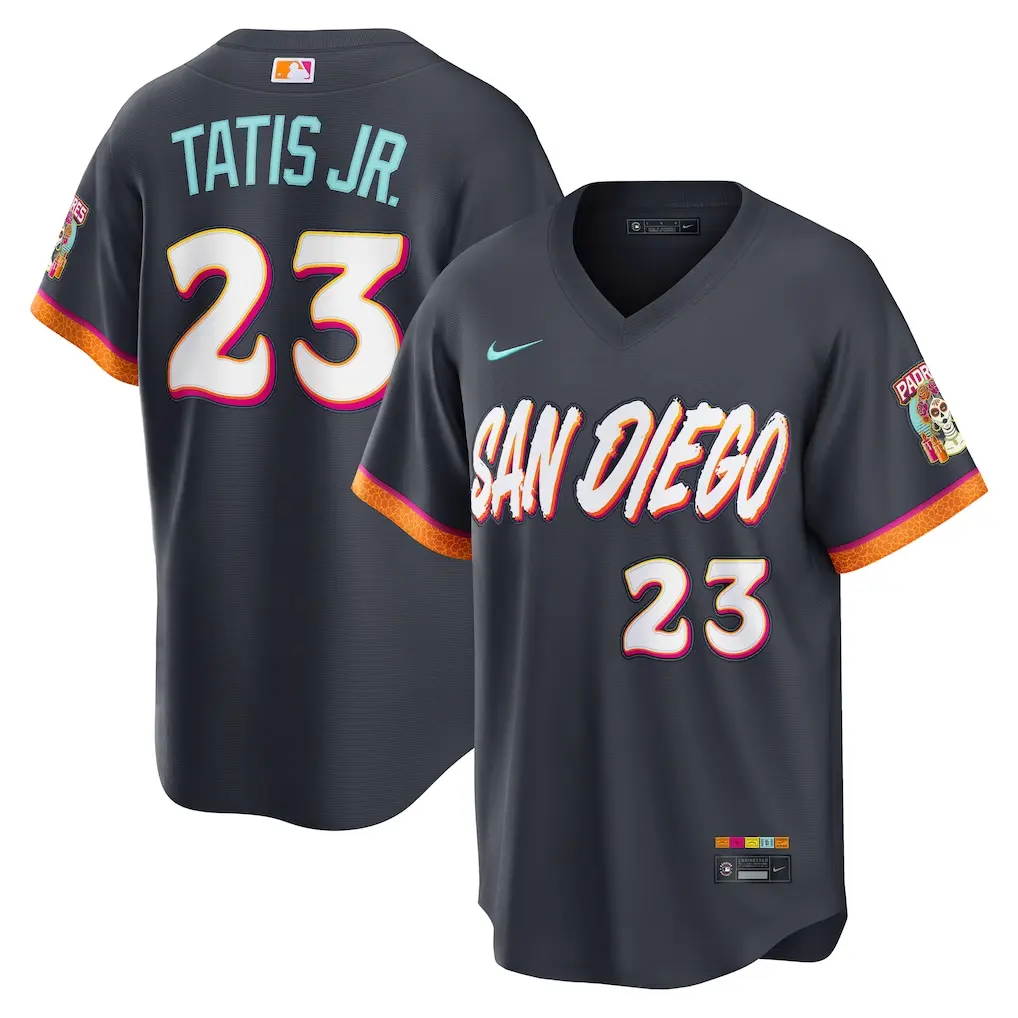 San Diego Padres Fernando Tatis Jr. Obsidian 2026 City Connect Jersey Stitched 1 Men's San Diego Padres Fernando Tatis Jr. Nike Obsidian 2026 City Connect Stadium Jersey