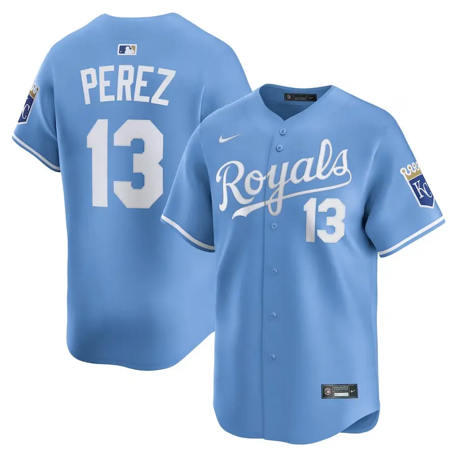 Royals Salvador Perez Light Blue Jersey Stiched 1 Royals Salvador Perez Light Blue Jersey Stitched