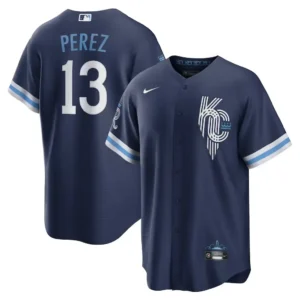 Royals Salvador Perez Navy City Connect Jersey Stitched
