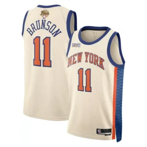 Knicks #11 Jalen Brunson Cream 2025-26 Finals Patch City Edition Jersey Stitched