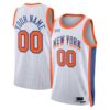 New York Knicks 2024 White Custom Name & Number City Sewn Down Jersey Stitched