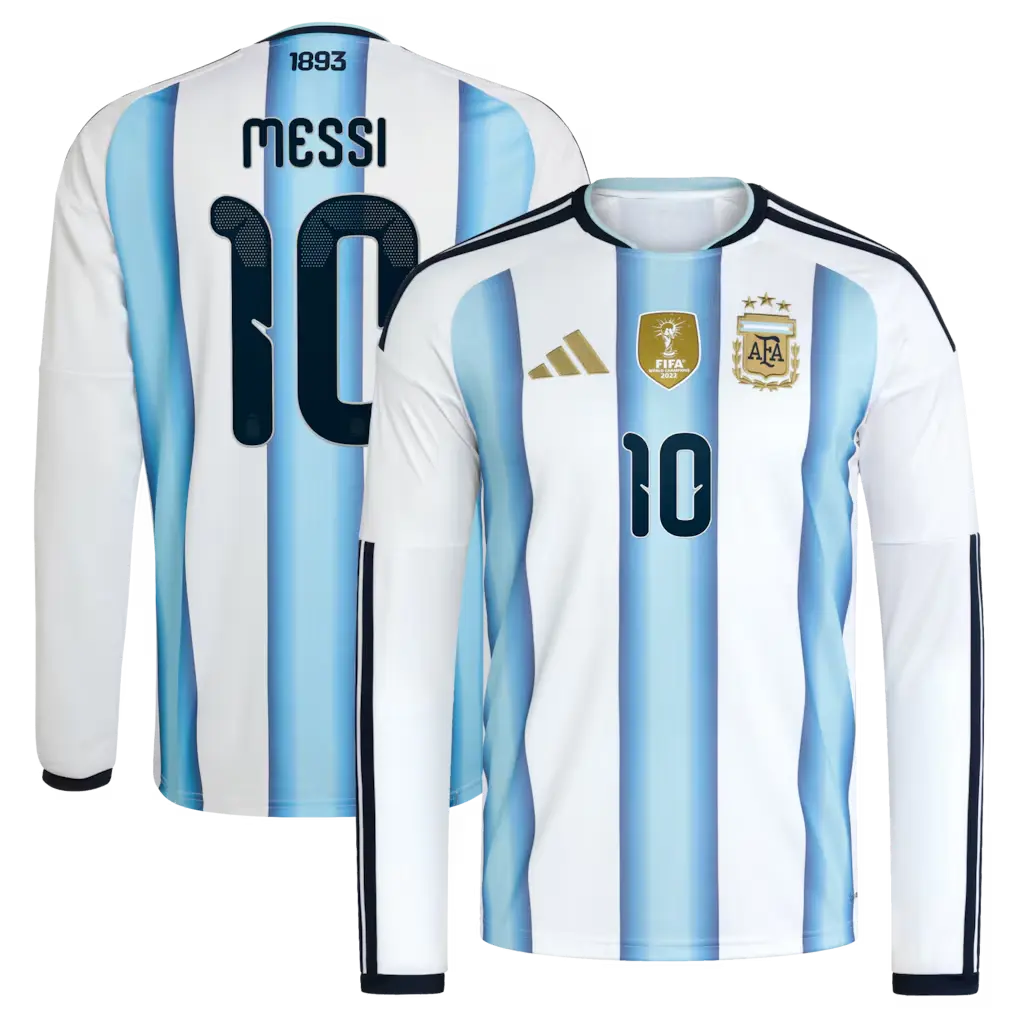 Lionel Messi Argentina National Team 2026 Home Long Sleeve Jersey - White 1 Lionel Messi Argentina National Team adidas 2026 Home Replica Long Sleeve Jersey - White