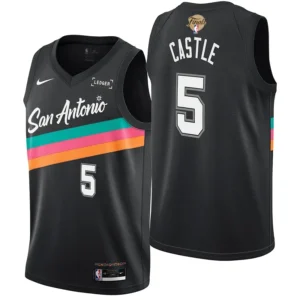 San Antonio Spurs #5 Stephon Castle 2026 Finals Patch City Jersey - Stitched Edition