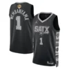 Victor Wembanyama Spurs 2026 Finals Patch Black Statement Stitched Jersey