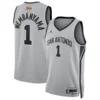 Spurs Victor Wembanyama 2026 Finals Patch Silver Jersey - Stitched Edition
